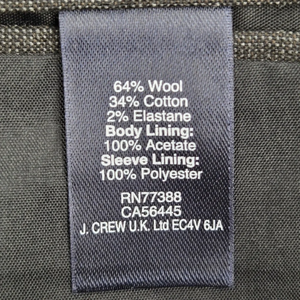J.Crew Thompson Flex Wool Blazer 40R Charcoal Gray Two Button Suit Jacket Mens